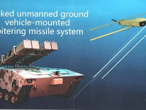 Tracked unmanned ground vehicle-mounted loitering munition system Tracked Unmanned Ground Vehicle-mounted Loitering Munition System