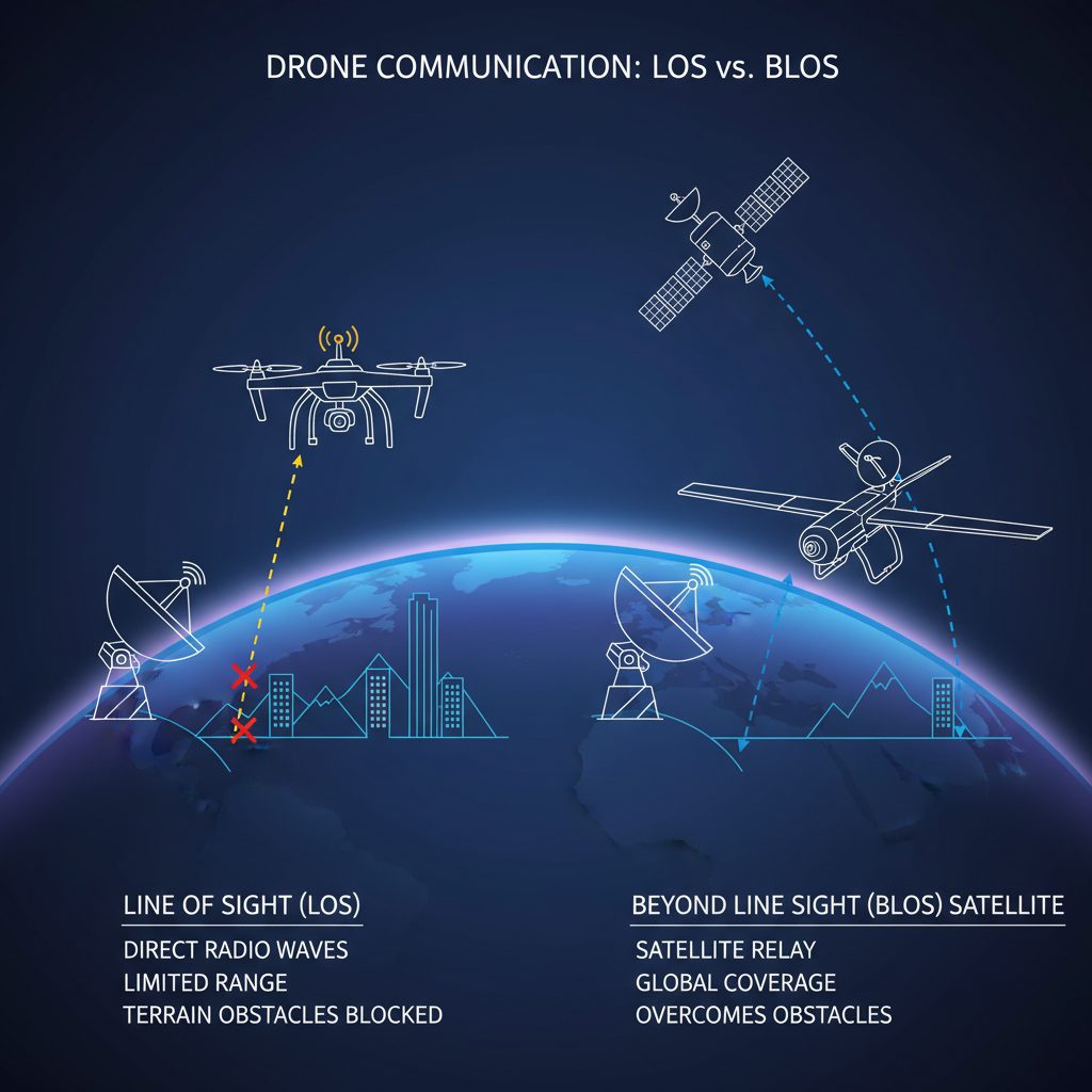 Chart displaying different classes of military drones and their respective flight ranges