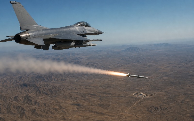 Side-by-side comparison of an air-to-surface missile and a cruise missile in flight